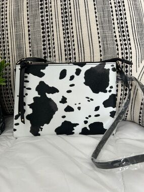 Cow Print Crossbody Bag - Black & White NWT